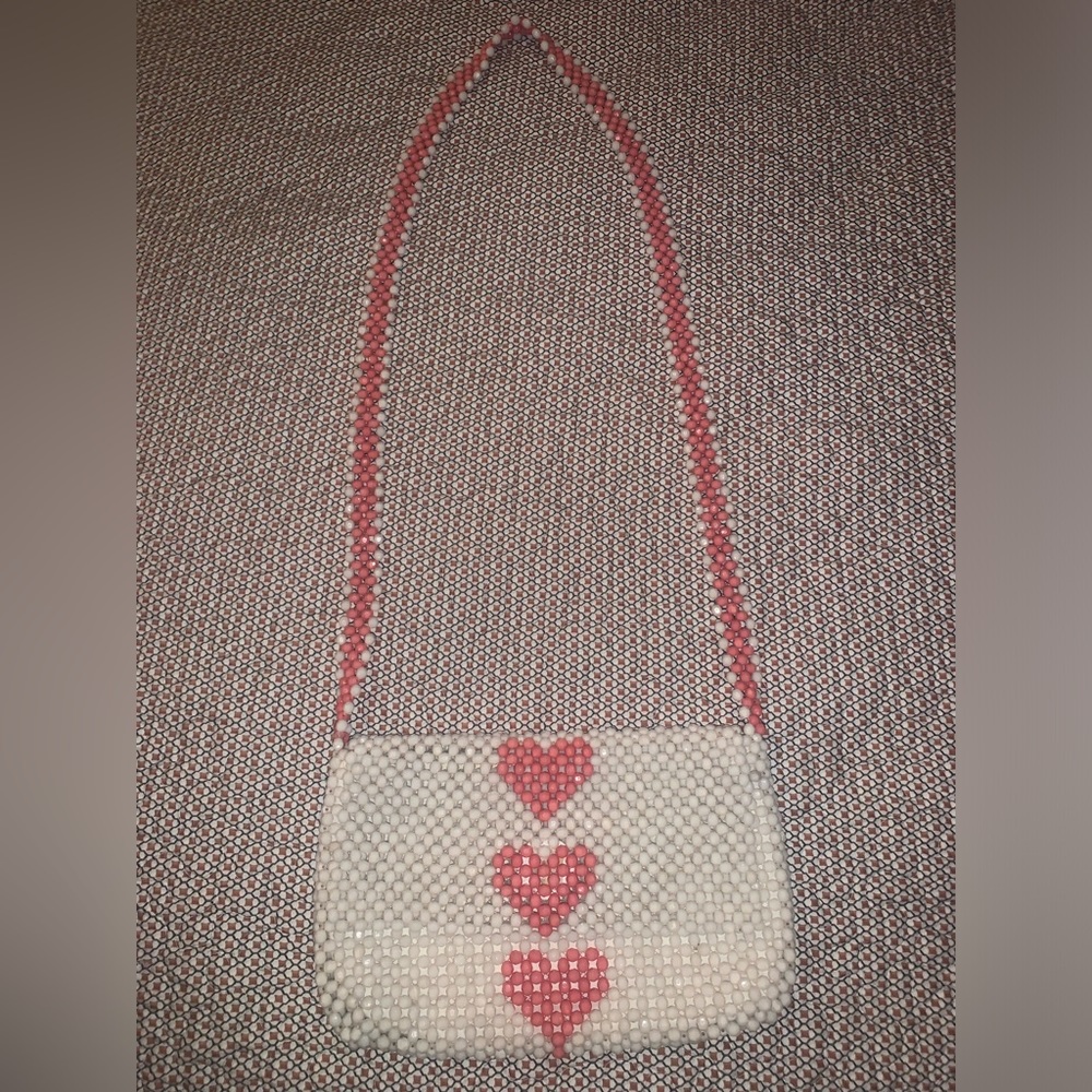 Isaac Mizrahi white and pink beaded crossbody